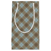 青およびブラウンのバイアス格子縞 スモールペーパーバッグ (正面)