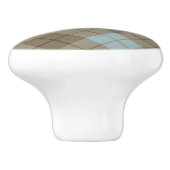 青およびブラウンのバイアス格子縞 セラミックノブ (側面)