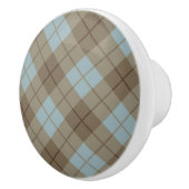 青およびブラウンのバイアス格子縞 セラミックノブ (右)