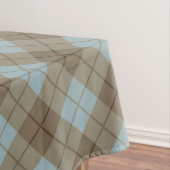 青およびブラウンのバイアス格子縞 テーブルクロス (インサイチュ)