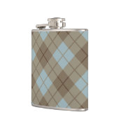 青およびブラウンのバイアス格子縞 フラスク (左)