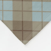 青およびブラウンのバイアス格子縞 フリースブランケット (角)