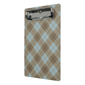 青およびブラウンのバイアス格子縞 ミニクリップボード (アングル2)