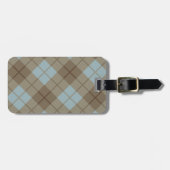 青およびブラウンのバイアス格子縞 ラゲッジタグ (正面横)