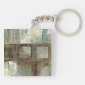 青およびブラウンの抽象芸術 キーホルダー (裏面)