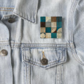 青およびブラウンの抽象芸術 缶バッジ (インサイチュ)