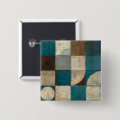 青およびブラウンの抽象芸術 缶バッジ (正面&裏面)