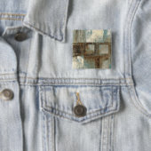 青およびブラウンの抽象芸術 缶バッジ (インサイチュ)