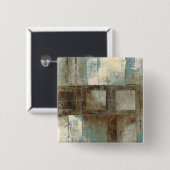 青およびブラウンの抽象芸術 缶バッジ (正面&裏面)