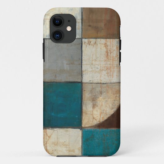 青およびブラウンの抽象芸術 Case-Mate iPhoneケース (裏面)