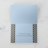 青およびブラウンの水玉模様の男の赤ちゃんのサンキューカード サンキューカード (内部)