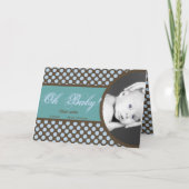 青およびブラウンの水玉模様の男の赤ちゃんのサンキューカード サンキューカード (正面)