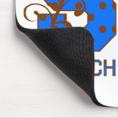 青およびブラウンの水玉模様 マウスパッド (コーナー)