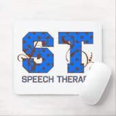 青およびブラウンの水玉模様 マウスパッド (マウス)