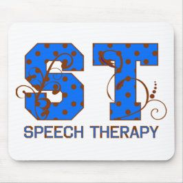 青およびブラウンの水玉模様 マウスパッド