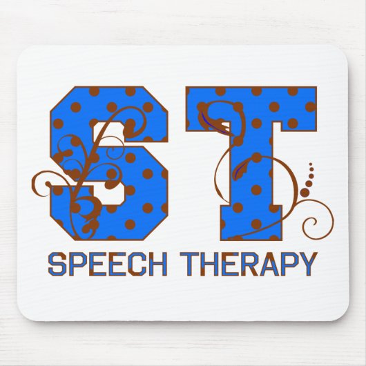 青およびブラウンの水玉模様 マウスパッド (正面)