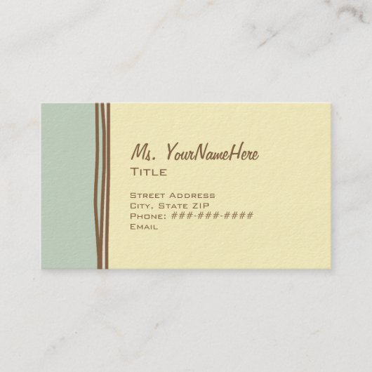 青およびブラウンの花の名刺 名刺 (正面)