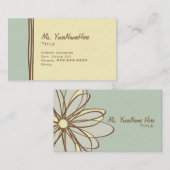 青およびブラウンの花の名刺 名刺 (正面/裏面)