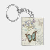 青およびブラウンの蝶 キーホルダー (正面左)