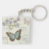 青およびブラウンの蝶 キーホルダー (裏面)
