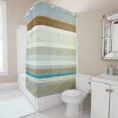 青およびベージュ抽象美術を「発明して下さい」 シャワーカーテン (インサイチュ)
