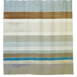 青およびベージュ抽象美術を「発明して下さい」 シャワーカーテン