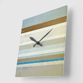 青およびベージュ抽象美術を「発明して下さい」 スクエア壁時計 (傾斜)