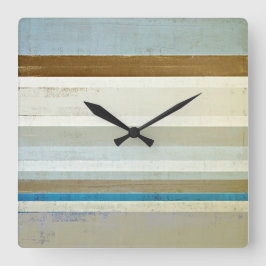 青およびベージュ抽象美術を「発明して下さい」 スクエア壁時計