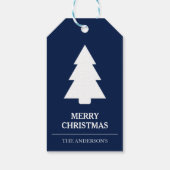 青およびホワイトクリスマスの木 ギフトタグ (裏面)