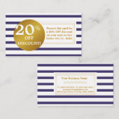 青およびホワイトゴールドのラベルの割引クーポンカード 割引カード (正面/裏面)