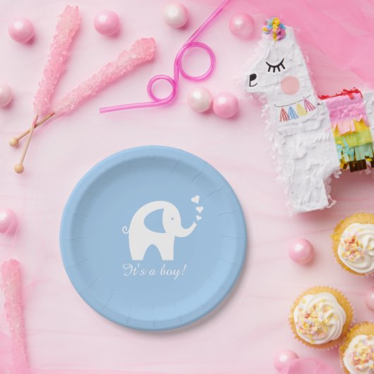 青および不要品のベビーシャワーの紙皿 ペーパープレート (パーティー)