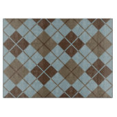 青および暗灰色のアーガイル柄のなパターン カッティングボード (正面)