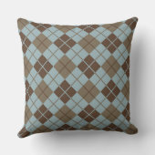 青および暗灰色のアーガイル柄のなパターン クッション (裏面)