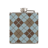 青および暗灰色のアーガイル柄のなパターン フラスク (裏面)