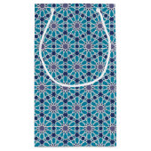 青および灰色の抽象的なパターン スモールペーパーバッグ (裏面)