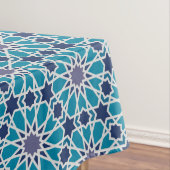 青および灰色の抽象的なパターン テーブルクロス (インサイチュ)