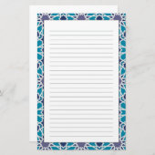青および灰色の抽象的なパターン 便箋 (正面/裏面)