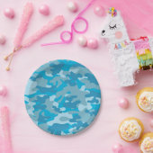 青および灰色の迷彩柄のデザイン ペーパープレート (パーティー)