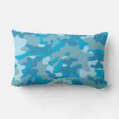 青および灰色の迷彩柄のデザイン ランバークッション (裏面)