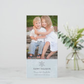 青および灰色の雪片の休日カード シーズンカード (スタンド正面)