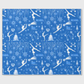 青および白いお祝いの体操のクリスマス ラッピングペーパー (フラット)