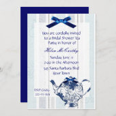 青および白いお茶会のブライダルシャワーの招待状 招待状 (正面/裏面)