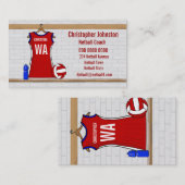 青および白いのカスタムなネットボールの均一赤 名刺 (正面/裏面)