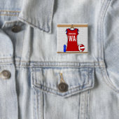 青および白いのカスタムなネットボールの均一赤 缶バッジ (インサイチュ)