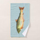 青および白いのマスの魚パターン バスタオルセット (ハンドタオル)