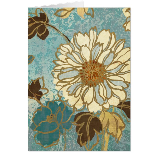 青および白いの装飾的な花模様 (正面)