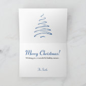 青および白いカードの渦巻のクリスマスツリー シーズンカード (内部)