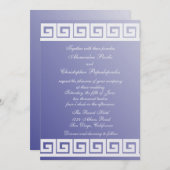 青および白いギリシャ人の鍵 招待状 (正面/裏面)