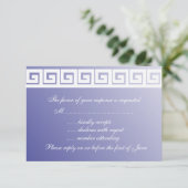 青および白いギリシャ人の鍵RSVPカード 出欠カード (スタンド正面)