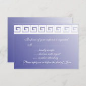 青および白いギリシャ人の鍵RSVPカード 出欠カード (正面/裏面)